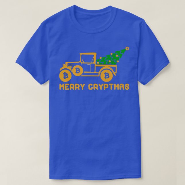 Merry Cryptmas Funny Bitcoin Lover Christmas Tree  T-Shirt (Design Front)