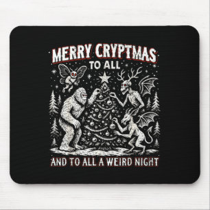 Merry Cryptmas Weird Night Cryptid Holiday Art Mouse Pad