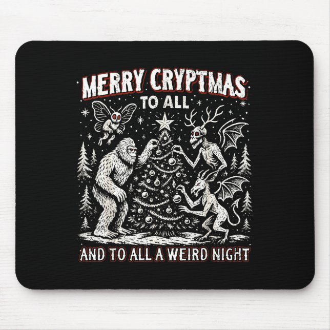 Merry Cryptmas Weird Night Cryptid Holiday Art  Mouse Pad (Front)