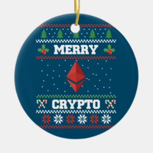 Merry Crypto Ethereum Ugly Christmas Sweater Ceramic Ornament