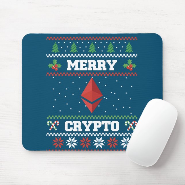 Merry Crypto Ethereum Ugly Christmas Sweater Mouse Pad (With Mouse)