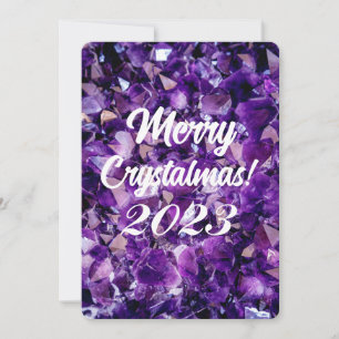 Merry Crystalmas 2023 Purple Amethyst Crystal Holiday Card