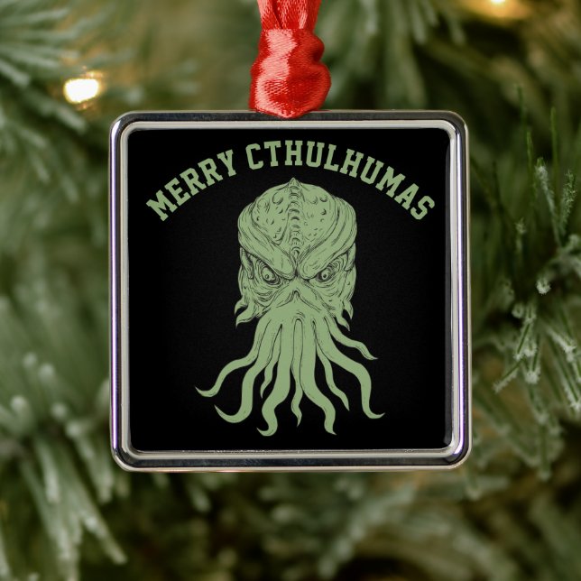 Merry Cthulhumas Lovecraft Cthulhu Metal Ornament (Tree)