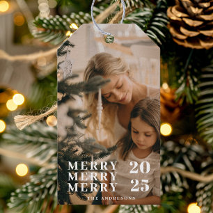 Merry Custom Photo Christmas Personalized Gift Tags