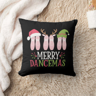 Merry Dancemas Christmas Ballet Shoes Dancing Throw Pillow