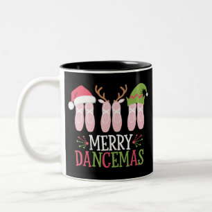 Merry Dancemas Christmas Ballet Shoes Dancing Two-Tone Coffee Mug