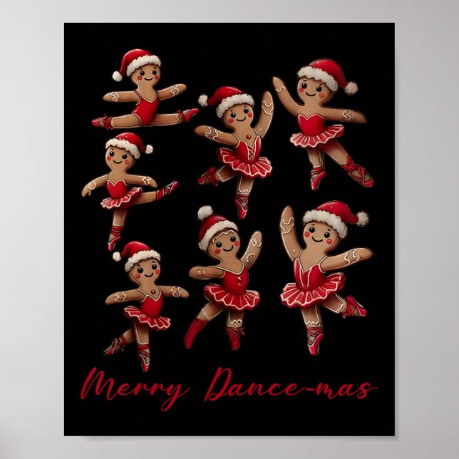 Merry Dancemas Gingerbread Dancer Ballet Christmas Poster (Front)