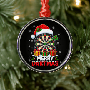 merry dartmas funny christmas darts metal ornament