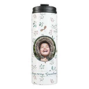 Merry Days Christmas Circle Photo Thermal Tumbler