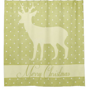 Merry Deer Shower Curtain - Lime Green Polka Dots