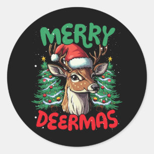 Merry Deermas Funny Christmas Duck Lover Classic Round Sticker