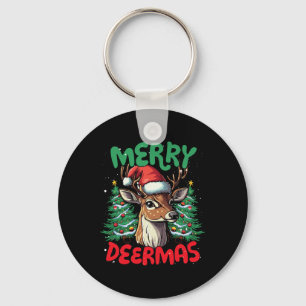 Merry Deermas Funny Christmas Duck Lover Keychain