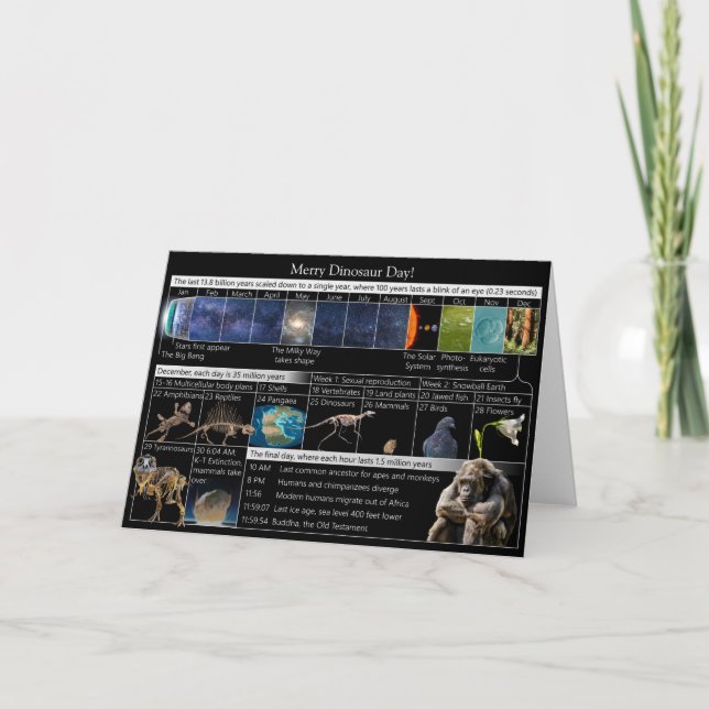 Merry Dinosaur Day on the Cosmic Calendar! Card (Front)