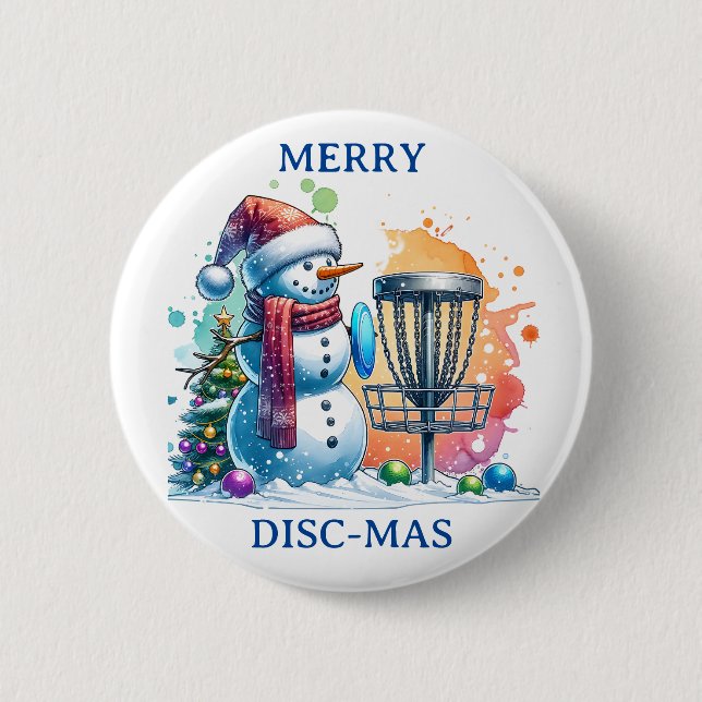 Merry Disc-mas | Disc Golf Christmas 2 Inch Round Button (Front)
