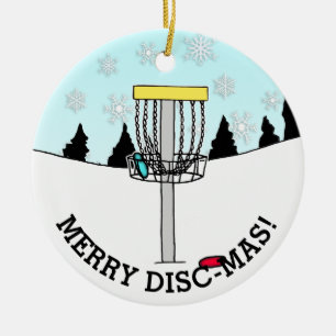 Merry Disc-Mas Funny Disc Golf Christmas Ceramic O Ornament