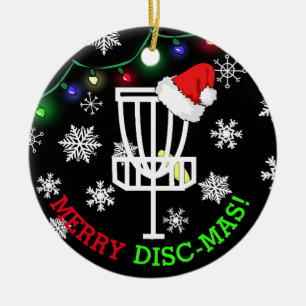 Merry Disc-Mas Funny Disc Golf Christmas Ceramic Ornament