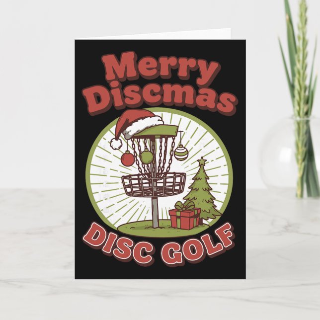 Merry Discmas Disc Golf Funny Flying Disc Basket  Card (Front)