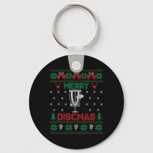 Merry Discmas Disc Golf Ugly Christmas Golfer Play Keychain