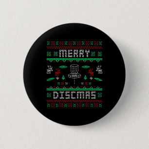 Merry Discmas Disc Golf Ugly Christmas Merry Chris 2 Inch Round Button