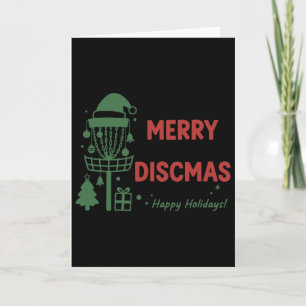 Merry Discmas Happy Holidays Disc Golf Basket Card