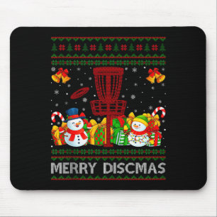 Merry Discmas Ugly Xmas Sweaters Funny Disc Golf C Mouse Pad