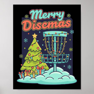 Merry Discsmas Funny Disc Golf Flying Disc Basket  Poster