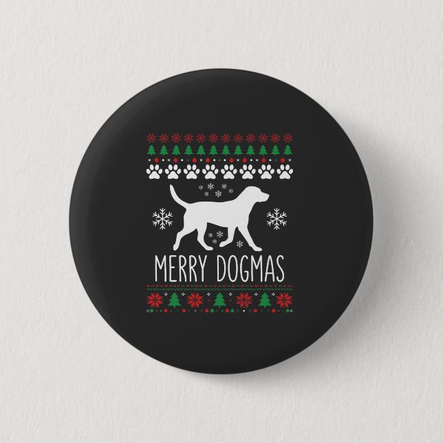 Merry Dogmas Christmas Dog Vector 2 Inch Round Button (Front)
