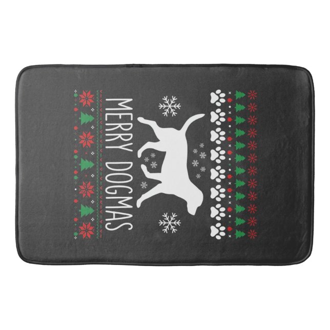 Merry Dogmas Christmas Dog Vector Bath Mat (Front)