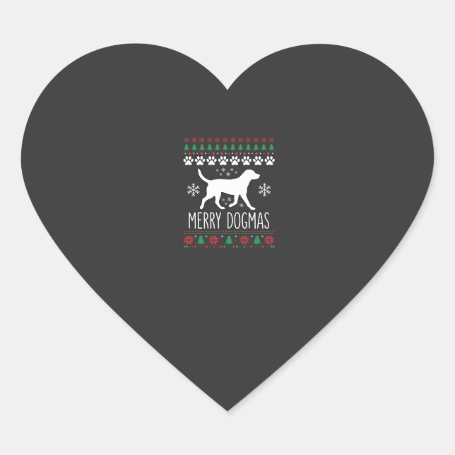 Merry Dogmas Christmas Dog Vector Heart Sticker (Front)