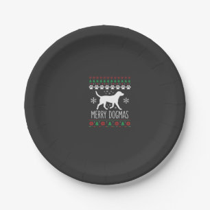 Merry Dogmas Christmas Dog Vector Paper Plate