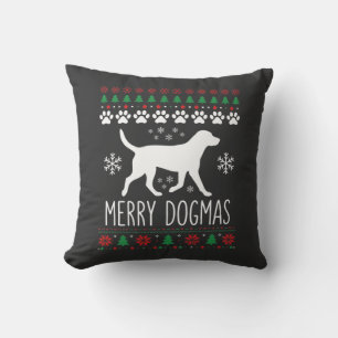 Merry Dogmas Christmas Dog Vector Throw Pillow