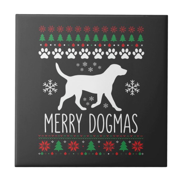 Merry Dogmas Christmas Dog Vector Tile (Front)