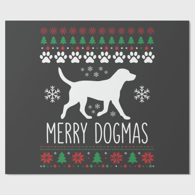 Merry Dogmas Christmas Dog Vector Wrapping Paper (Flat)
