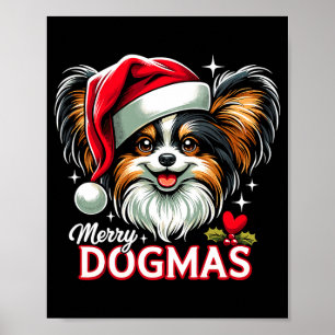Merry Dogmas Christmas Pallon Dog Santa Hat Xmas C Poster