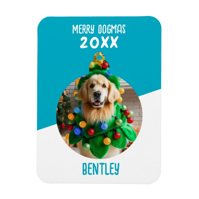 Merry Dogmas Custom Dog Photo Christmas Keepsake  Magnet (Vertical)