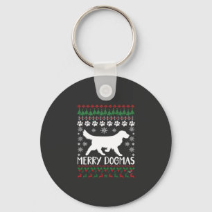 Merry Dogmas Dog Snowflake Ugly Christmas Sweater Keychain