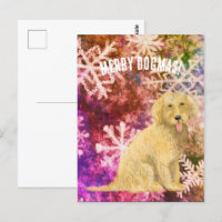 Merry Dogmas Golden Doodle  Postcard