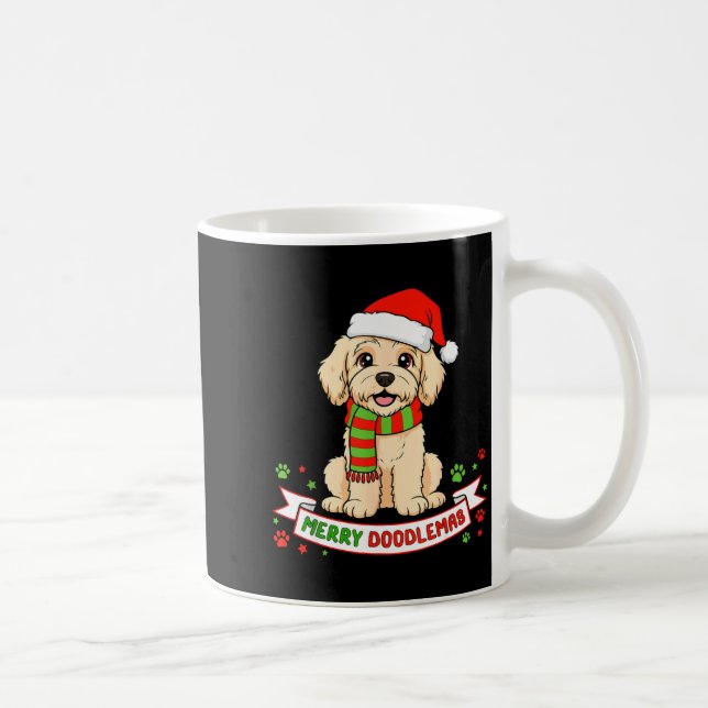 Merry Doodlemas Goldendoodle Christmas Doodle Dog  Coffee Mug (Right)