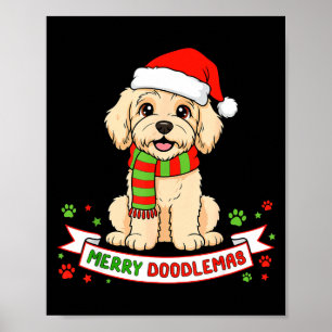 Merry Doodlemas Goldendoodle Christmas Doodle Dog Poster