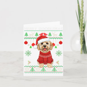 Merry Doodlemas Goldendoodle Wearing Ugly Christma Card