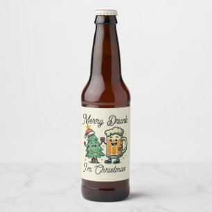 Merry Drunk Funny Christmas  Beer Bottle Label