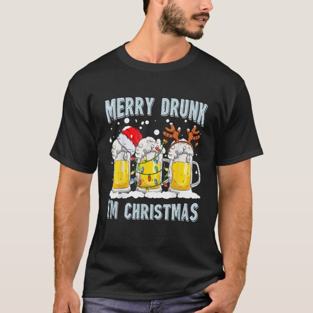 Merry Drunk I’M Christmas Merry Xmas Reinbeer Colo T-Shirt (Front)