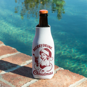 Merry Drunk I'm Christmas Cocktail Snarky Drinking Bottle Cooler