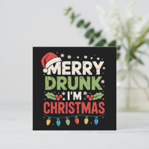 Merry Drunk I'm Christmas Funny Santa Joke Drinkin Holiday Card