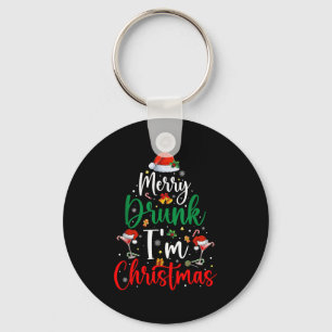 Merry Drunk I'm Christmas Funny Xmas Joke Peppermi Keychain