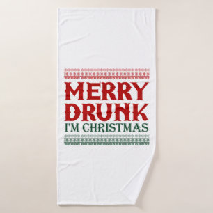 Merry Drunk I'm Christmas Gift Idea For Christmas Bath Towel