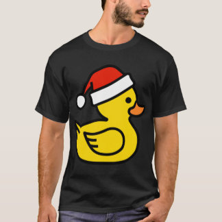 Merry Duckmas Cute Rubber Duck with Christmas Hat  T-Shirt