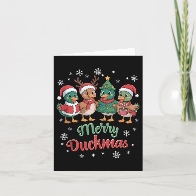 Merry Duckmas – Funny Christmas Ducks Holiday Desi Card (Front)