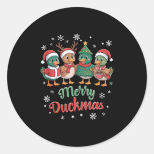 Merry Duckmas – Funny Christmas Ducks Holiday Desi Classic Round Sticker
