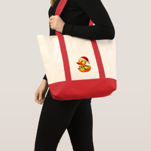 Merry Duckmas, Santa Rubber Duck Christmas Tote Bag